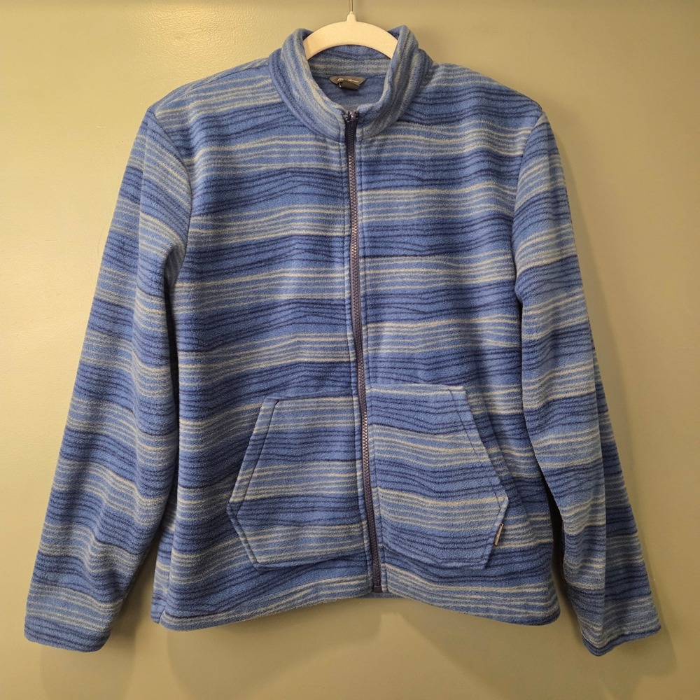 Eddie Bauer Boys Full Zip Fleece Jacket Blue Gray Size L 14/16